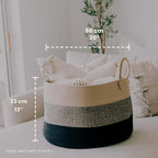 OrganiHaus Large Woven Storage Basket for Blankets and Toys 20" x 13" Inch, Rope Laundry Basket with Handles, Cushions & Pill