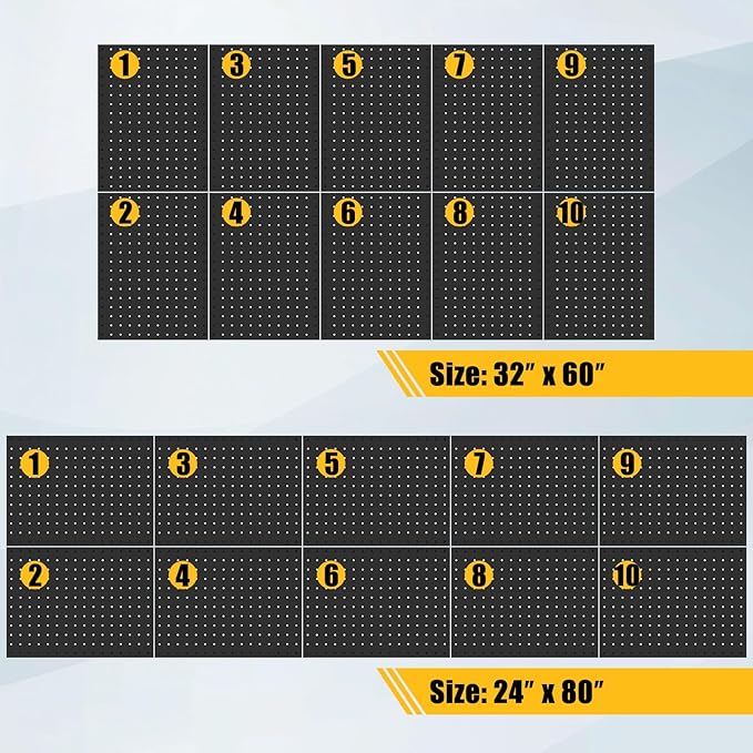 PBHEPJ 10 Pcs Metal Pegboard Panels, Heavy Duty Peg Boards for Garage and Garden Tool Storage, Includes Drywall Anchors and S
