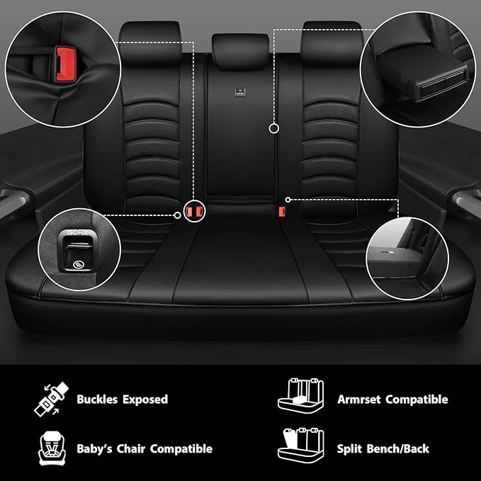 CAR PASS 3D Foam PU Leather Car Seat Covers, Universal Seat Covers Full Sets for Trucks SUV Sedan Automotive Seat Covers Armr