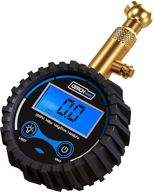 Digital Tire Pressure Gauge for Cars - Accurate Air Pressure Gauge for Tires with 360° Swivel Chuck - 200 PSI