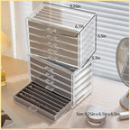 Necklace Organizer Box with 5 Drawers 30 Compartments, Dustproof Velvet Necklace Display Tray, Acrylic Necklaces Display Case