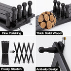 SCUNDA Wall Rack with 14 Hooks, Wooden Wall Expandable Coat Rack for Coat, Hats, Baseball Caps, Coffee Mug, Jewelry(Black)