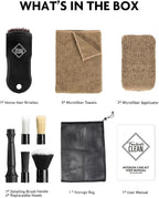 Fantasticlean 9PCS Car Interior Detailing Set, Microfiber Cloth & Applicator, Double-Head Detailing Brushes, Natural Bristles
