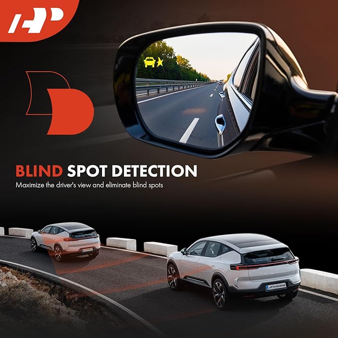A-Premium Passenger Side Power Door Mirror - Compatible with Chevrolet Malibu 2016 2017 2018 2019 - Heated Manual Folding Bla