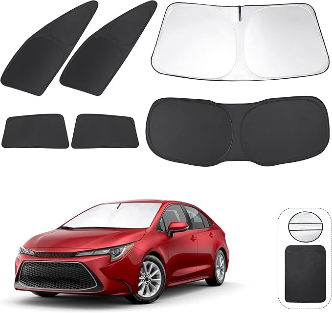 TINGLU Window Shades for Toyota Corolla Hatchback 2020-2026(Not for Corolla Cross) Accessories Side Full Windows Cover Camping Rear Triangular Windshield Sun Shade Sun UV Rays Privacy Protection 6PCS