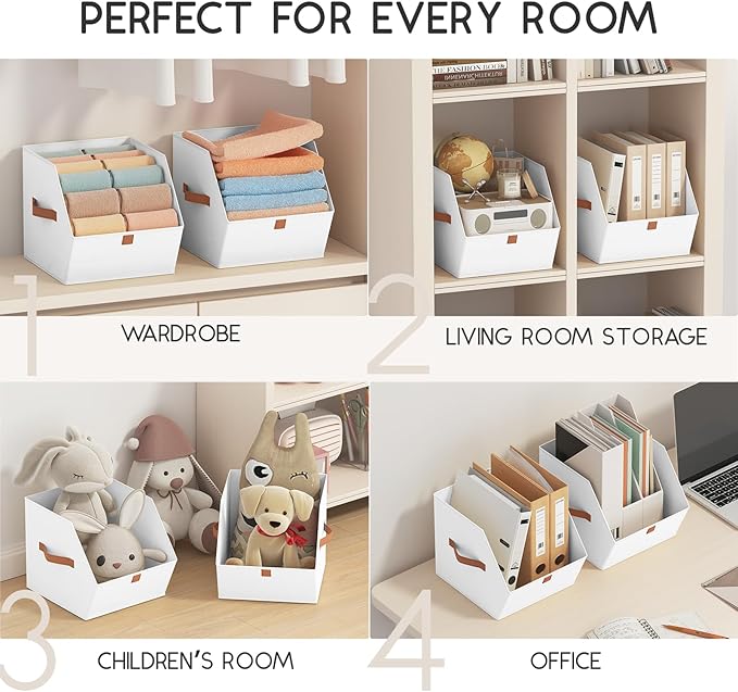 Homsorout Fabric Closet Storage Cubes - 8 Pack Square Storage Bins with Dual Handles for Clothes, Towels, Toys, Cube Storage 