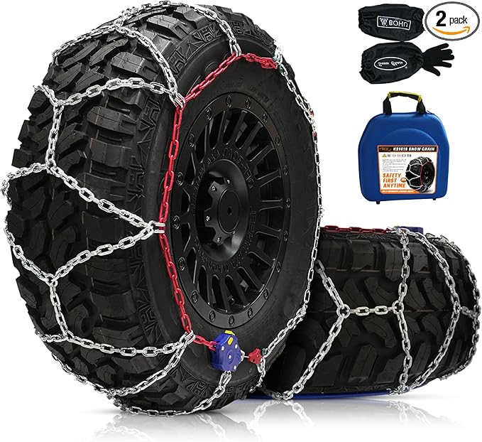 DEDC Auto Lock Snow Tire Chains,1Min Quick,4.5mm Enhance Manganese Steel Heavy Anti Skid Chains for Car Off Road SUV And Pick