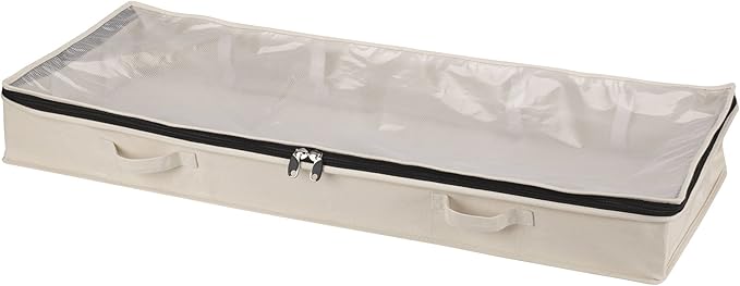 Household Essentials Cedarline Under Bed Storage Bag, Heavy-Duty Cotton Canvas, Textured PEVA Top with Durable 3-Sided Zipper