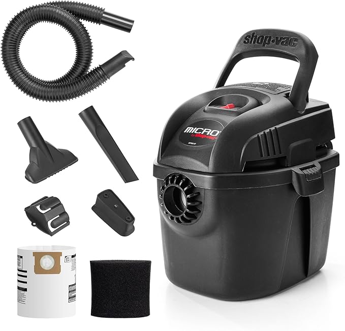 Shop-Vac 2021005 1 Gallon Micro Wet/Dry Vacuum, 1.0 Peak HP, 1.25 Inch Diameter x 4 Foot Hose, 6 Food Cord, Lightweight And P