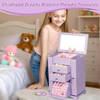 Emfogo Musical Jewelry Box for Girls, Large Kid Music Box with Ballerina for Birthday Bedroom Decor, 5 Layer Girl Jewelry Gif