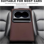 Car Center Console Armrest Pillow, Memory Foam Auto Armrest Box Cover with Cup Holder & Phone Holder, Waterproof Leather Arm Rest Protector Cushion, Interior Car Accessories (Coffee)