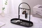 Shinpuru Metal Jewelry Organizer Stand & Key Holder Tray with Acrylic Base, Key Stand and Jewelry Tray with 5 Hooks, Perfect 