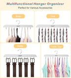 Gomyrod Bra Hanger for Closet, 2 Pack Tank Top Hanger w/20 Hooks Capacity Foldable Wood Space Saving Hangers, 360°Rotating Cl