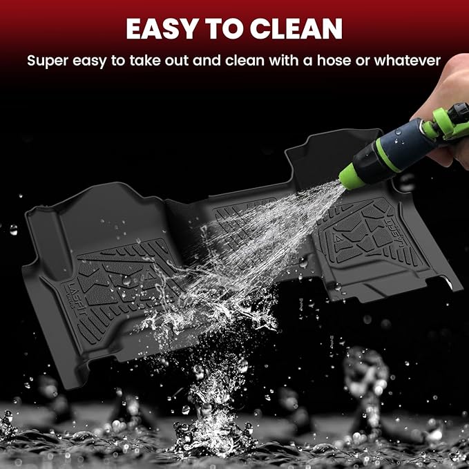 LASFIT Floor Mats 2014-2018 for Chevy Silverado/GMC Sierra 1500, 2015-2019 2500HD 3500HD, Crew Cab Only/Bench Seat, All Weather TPE Custom Fit Car Floor Liners, with Carpet Floor Only