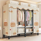 Portable Foldable Wardrobe Closet with Cover, 1200lbs Garment Rack for Hanging Clothes, Enclosed Coat Storage Organizer with 