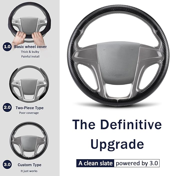 Steering Wheel Cover for Chevy Equinox 2010-2017/ GMC Terrain 2010-2017/ Buick Lacrosse 2010-2015/ Regal 2011-2013 Steering Wheel Accessories for Chevrolet (Matte Black)