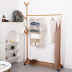 MAX Houser 4 Tier Shelf Hanging Closet Organizer, Space Saver,Closet Hanging Shelf with 2 Sturdy Hooks for Storage, Foldable 