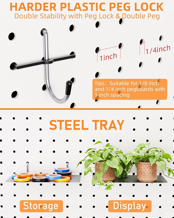 INCLY 238PCS Pegboard Accessories Organizer Kit, Peg Board Hooks Assortment with Peg Bins, Baskets, Paper Towel Holder for 1/