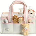 PeraBella Baby Diaper Caddy Organizer, Baby Basket Shower Gift Caddy, Portable Felt Changing Table Basket, Nursery Storage Bi