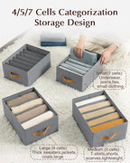 Homsorout Clothes Organizers and Storage - 4/5/7 Grids Fabric Jeans Organizer with Handles, Foldable Closet Organizers Divide
