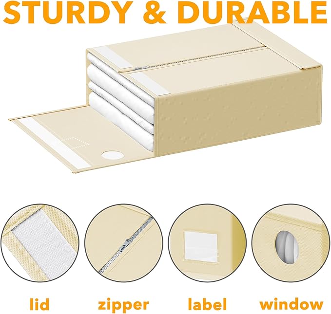 SpaceAid 12 Pack Bed Sheet Organizers and Storage, Foldable Organizer for Linen Closet, Set Folder Keeper With Window XL (Que