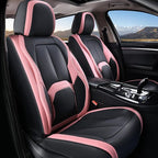 Coverado Seat Covers, Car Seat Covers Front Seats, Nappa Leather Seat Covers for Cars, Waterproof Car Seat Protector with Lum