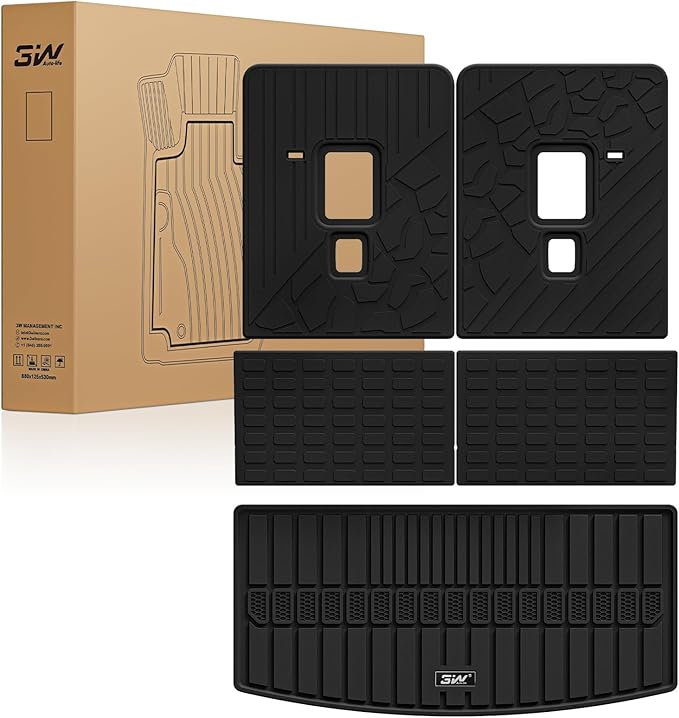 3W 6&7 Cargo Liner & Seatback Mats Compatible with 2021-2025 2026 Jeep Grand Cherokee L All-Weather Protection TPE Cargo Mats for Grand Cherokee L Heavy Duty Car Accessories