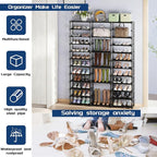 Mavivegue 3 Row 12 Tiers Shoe Rack, Large Storage Space, Metal Shoe Rack Organizer for Entryway, Closet, Bedroom, Garage,Blac