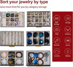BOOVO Jewelry Boxes for Women, White and Black 6 Layer Large Jewelry Box for Necklace, Bracelet, Earrings, Rings Storage, Jew