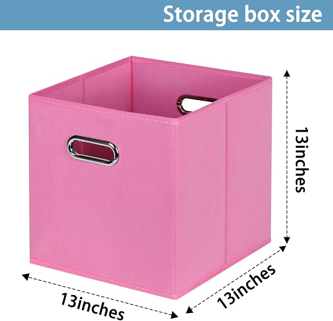 Black Fabric Cubby Storage Bins,13x13x13 Inches ,Cube Organizer Bin Foldable Storage Boxes with Dual Handles Fabric Organizer