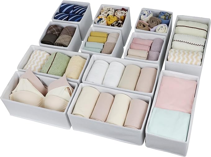 Fordonral Drawer Organizer Clothes, Foldable Fabric Dresser Organizer Closet Organizers and Storage Box for Underwear,Folded 