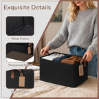 CHICVITA 4 Pack Storage Baskets for Shelves, Collapsible Fabric Closet Storage Bins with Metal Frame, Towel Organizer for Liv
