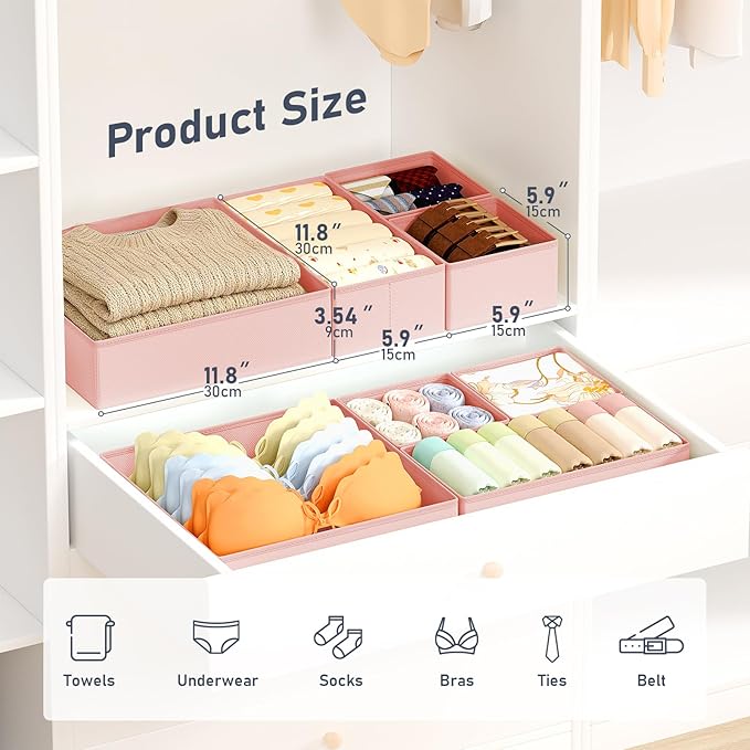 DIMJ Drawer Organizer Clothes Storage - 21 Pack Baby Dresser Organizer for Nursery Closet Organization, Fabric Drawer Organiz