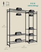 SONGMICS Portable Closet Wardrobe, Clothes Rack, Closet Organizers and Storage, Freestanding Clothing Rack with 7 Shelves, 2 