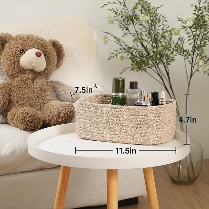 MiniArk Small Storage Baskets for Organizing | Closet Organizer Bins | Shelf Toy Basket | Woven Rope Baskets | Cube Decorativ