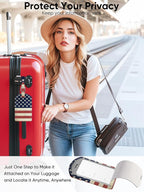 Luggage Tags Built-in Anti-Loss Tracker, Luxury Leather Luggage Tags for Suitcase, Travel Bags, Backpacks, Travel Organizer f