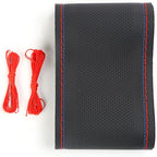 Pack-1 Leather Steering Wheel Cover, Universal Non-Slip Stitch On Wrap, DIY Car Wheel Cover Protector with Needle and Thread 