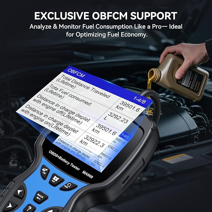 MA900 OBD2 Scanner + Battery Tester 2 in 1, Professional Code Reader Check Engine Diagnostic Scan Tool, 12V 24V 100-2000CCA
