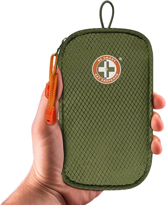 Be Smart Get Prepared's 125 Pieces Travel First aid kit, Carry-on Travel Essentials– PPE, Camping, Hiking, Road Trips, On-The