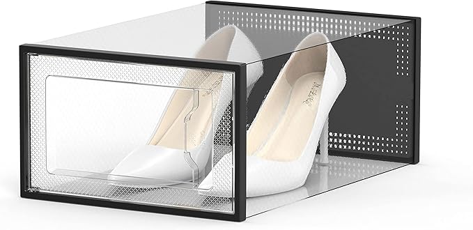 SEE SPRING 12 Pack Shoe Storage Box, Clear Plastic Stackable Shoe Organizer for Closet, Space Saving Shoe Rack for Entryway S