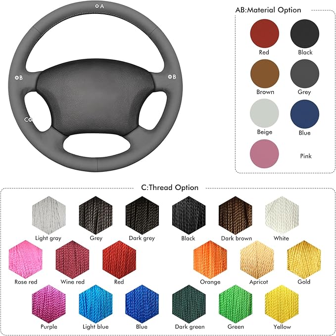 MEWANT Steering Wheel Cover Wrap for Toyota Tacoma Tundra 4Runner Sienna Highlander Sequoia Land Cruiser Prado 120 Land Cruiser Hilux LS400 GX GX470