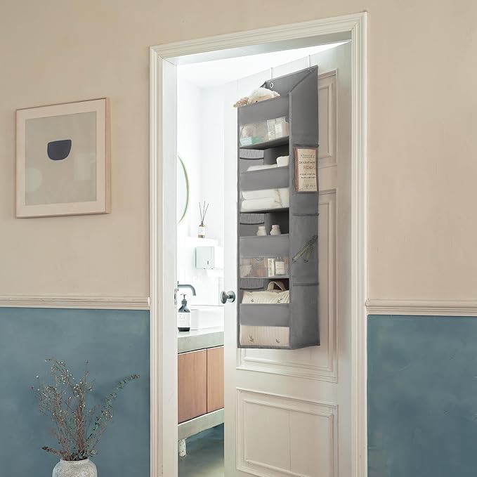 GRANNY SAYS Over the Door Organizer, 4-Shelf Behind the Door Storage with 6 Pockets, Waterproof 300D Oxford Fabric Hanging Or