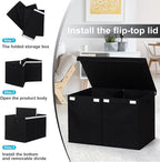 popoly 122L Large Toy Box Chest with Lid, Foldable Toy Storage Organizer Bin Boxes with Removable Divider for Kids, Boys, Gir