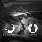 Car Food Tray with Phone Holder & Cup Holder, Height Adjustable 360°Rotating Steering Wheel Tray, Perfectly Compatible with Cars Featuring Round Cup Holders, Fits Tesla Model Y/3/S