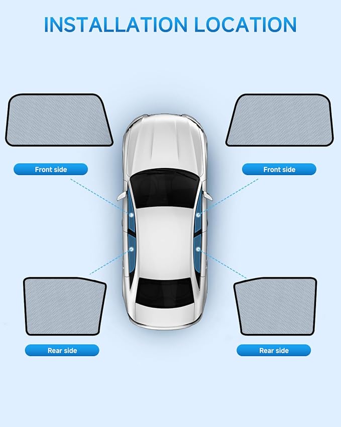 Car Window Shades for Ford-Explorer(2020-2025),4 Pack Car Window Cover for Baby Sun Shade Blocker Breathable Mesh,Reduce UV Rays & Heat Insulation Privacy Protection for Camping, Travel, Sleep