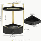 2-Tier Corner Bathroom Counter Organizer with Drawer & Embedded Screw Holes - Wooden Countertop Organizers for Skincare, Make