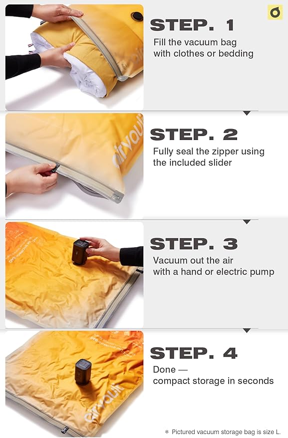 AirVault Vacuum Storage Bags for Travel & Home - Space Saver Compression Packing Bags Set for Clothes, Blankets & Seasonal St