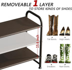INGIORDAR Shoe Rack 3 Tier Long Storage Organizer Wide Metal Shoe Shelf for Closet Entryway Brown
