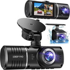 Dash Cam Front and Rear, 1080P Dash Camera for Cars, 3 Channel Car Camera Front Rear and Inside with 32GB Card, Loop Recordin