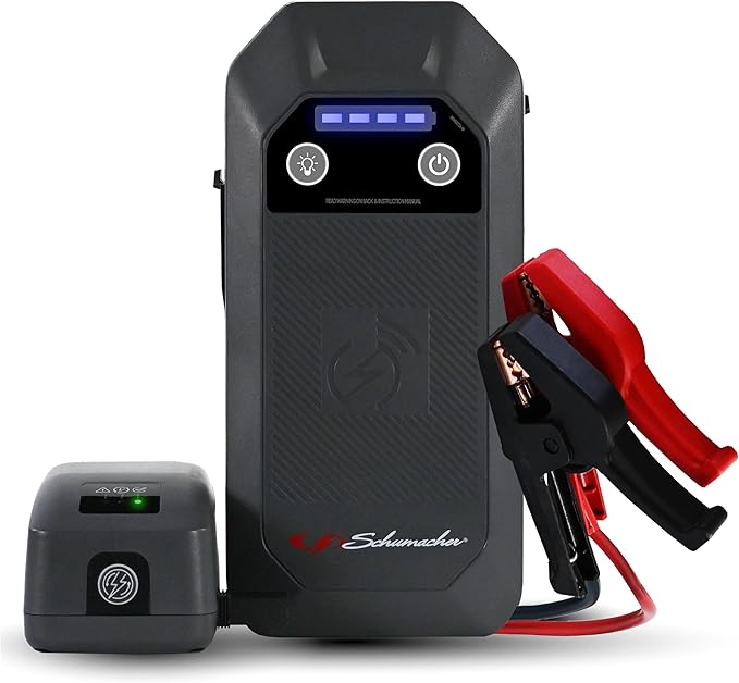 Schumacher Electric 12V Lithium Jump Starter & Power Pack - Portable 1000A Battery Jumper with 10W Wireless Charging,